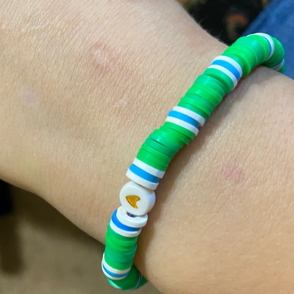 Green clay bead bracelet